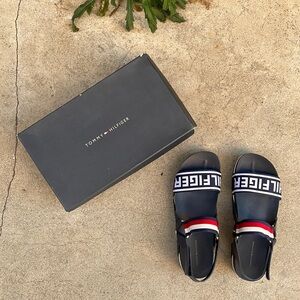 Blue and White HILFIGER Two Strap Sandal, Velcro